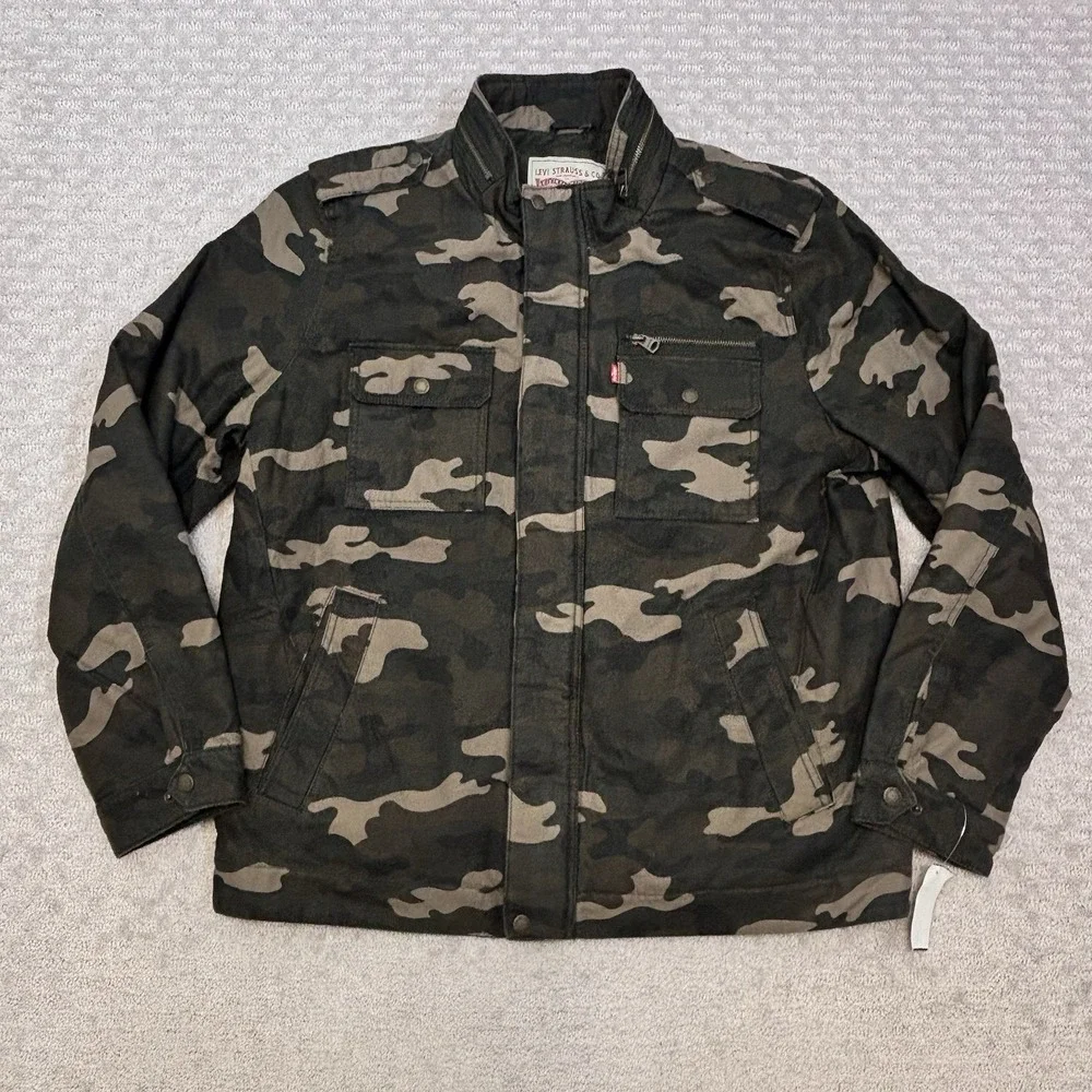 Levi's Military Field Jacket Men's XL Full Zip Quilted Lined CAMO CAMOUFLAGE